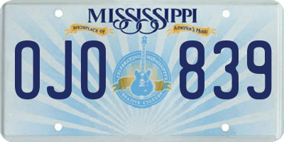 MS license plate OJO839