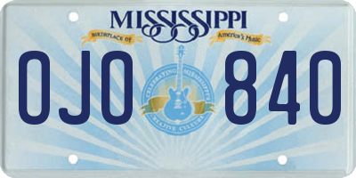MS license plate OJO840