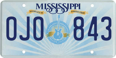 MS license plate OJO843