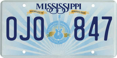 MS license plate OJO847