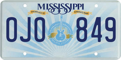 MS license plate OJO849