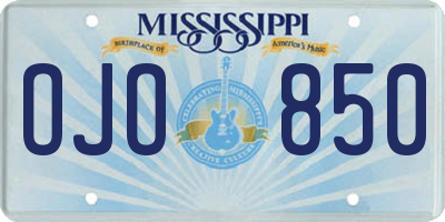 MS license plate OJO850