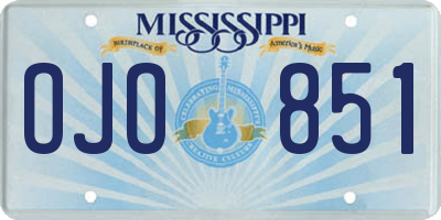 MS license plate OJO851