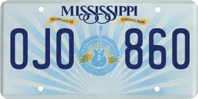 MS license plate OJO860