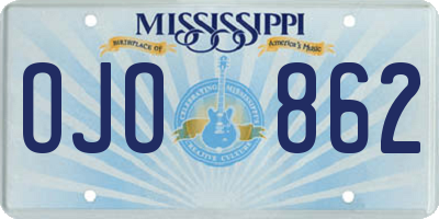 MS license plate OJO862