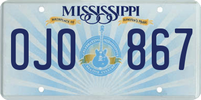 MS license plate OJO867