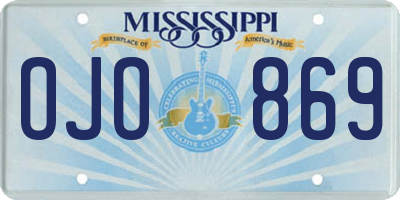 MS license plate OJO869
