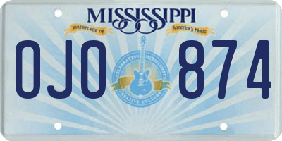MS license plate OJO874