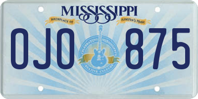 MS license plate OJO875