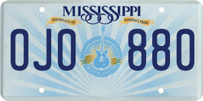 MS license plate OJO880