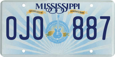 MS license plate OJO887