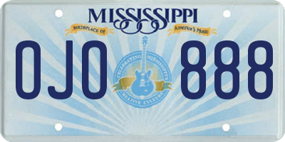 MS license plate OJO888