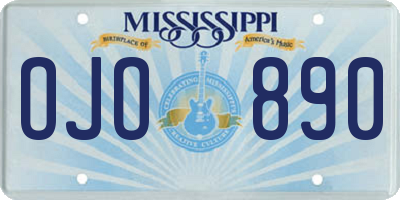 MS license plate OJO890