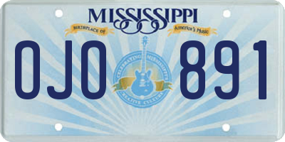 MS license plate OJO891