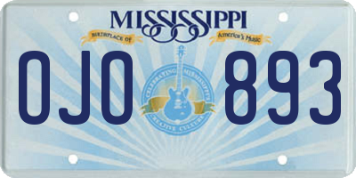 MS license plate OJO893