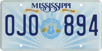 MS license plate OJO894