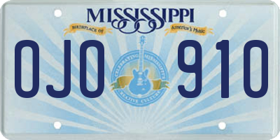 MS license plate OJO910