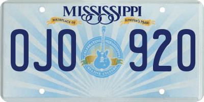 MS license plate OJO920