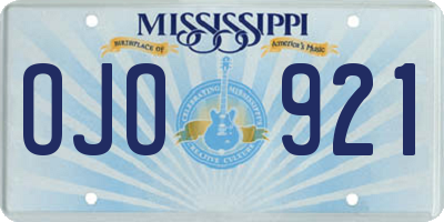 MS license plate OJO921
