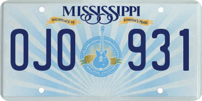 MS license plate OJO931