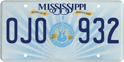 MS license plate OJO932