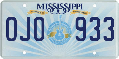 MS license plate OJO933
