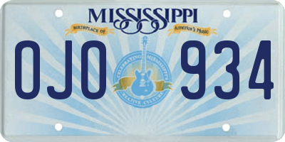 MS license plate OJO934