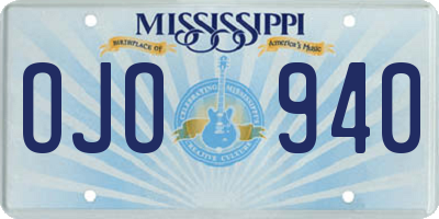 MS license plate OJO940