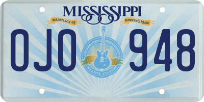 MS license plate OJO948
