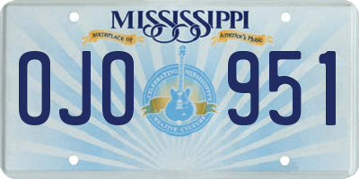 MS license plate OJO951