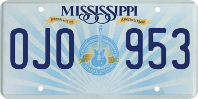 MS license plate OJO953