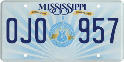 MS license plate OJO957