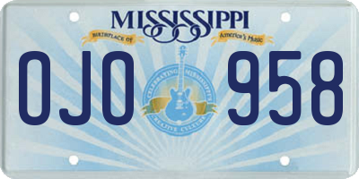 MS license plate OJO958