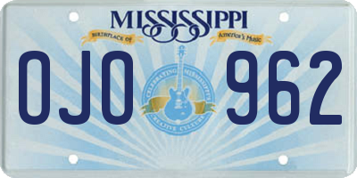 MS license plate OJO962