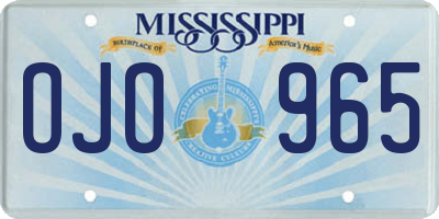 MS license plate OJO965