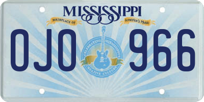 MS license plate OJO966