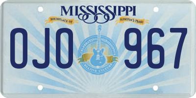 MS license plate OJO967