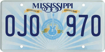 MS license plate OJO970