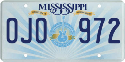 MS license plate OJO972