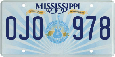 MS license plate OJO978