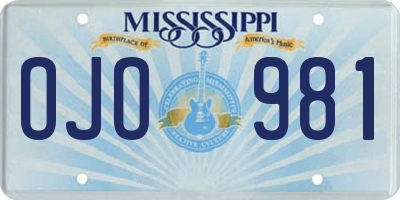 MS license plate OJO981