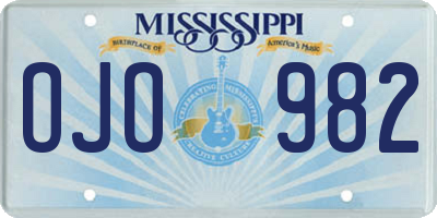 MS license plate OJO982