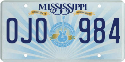 MS license plate OJO984