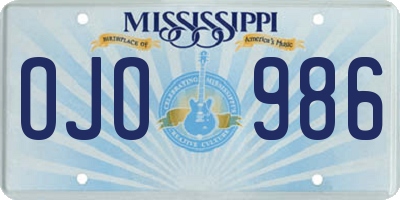 MS license plate OJO986