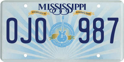 MS license plate OJO987