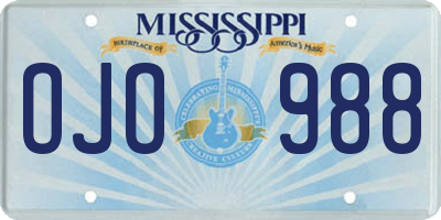 MS license plate OJO988