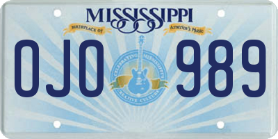 MS license plate OJO989