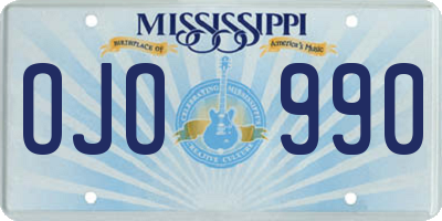 MS license plate OJO990