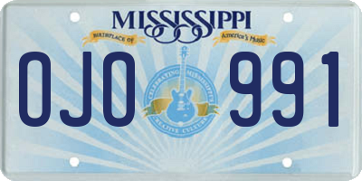 MS license plate OJO991