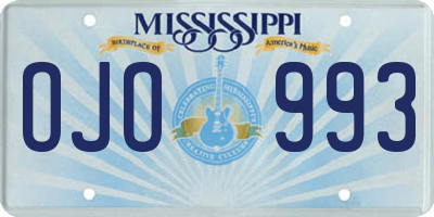 MS license plate OJO993